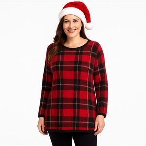 Vtg Paul Harris Design Women L Plaid Mohair Blend Tartan Christmas Tunic Sweater